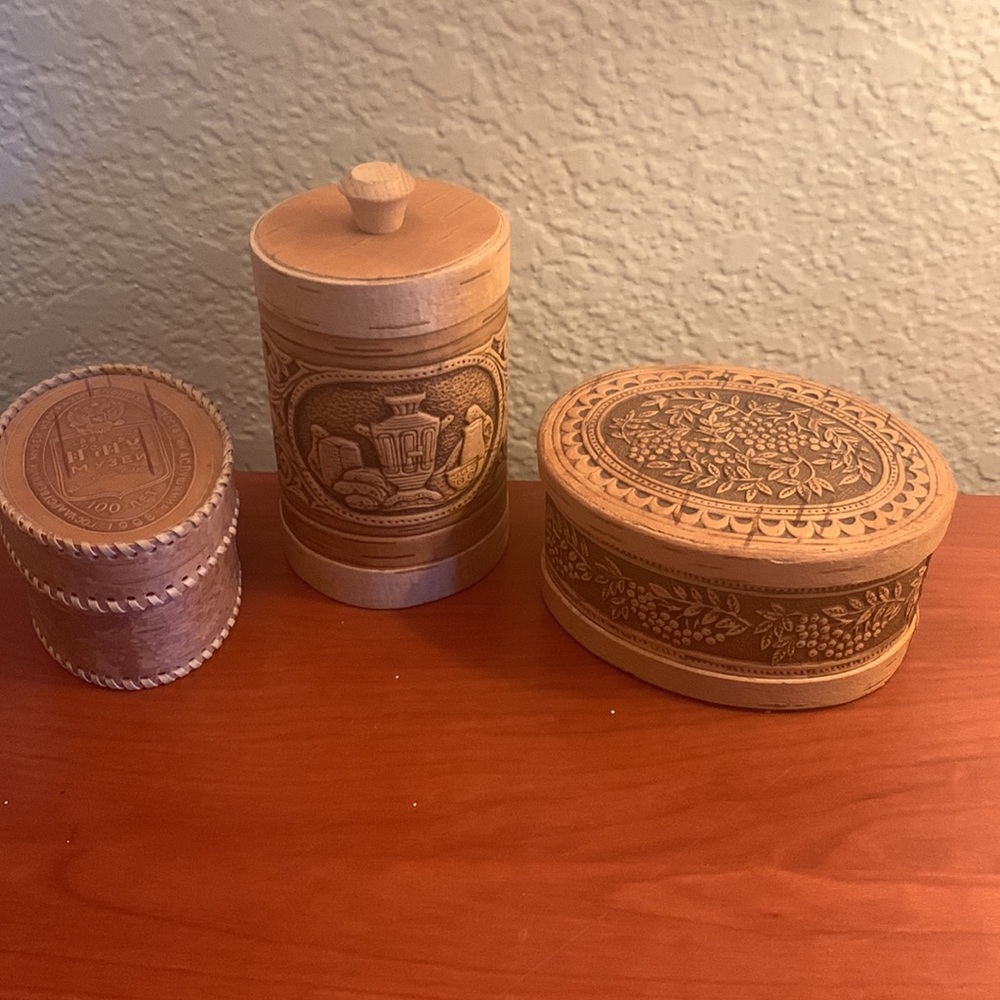 Birch Bark Set -3 Trinket Box